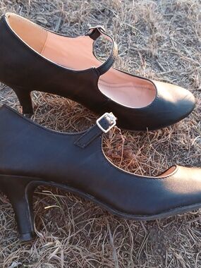 Classic Black Mary Jane Heels - Women Shoes